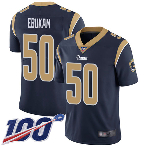 Los Angeles Rams Limited Navy Blue Men Samson Ebukam Home Jersey NFL Football 50 100th Season Vapor Untouchable